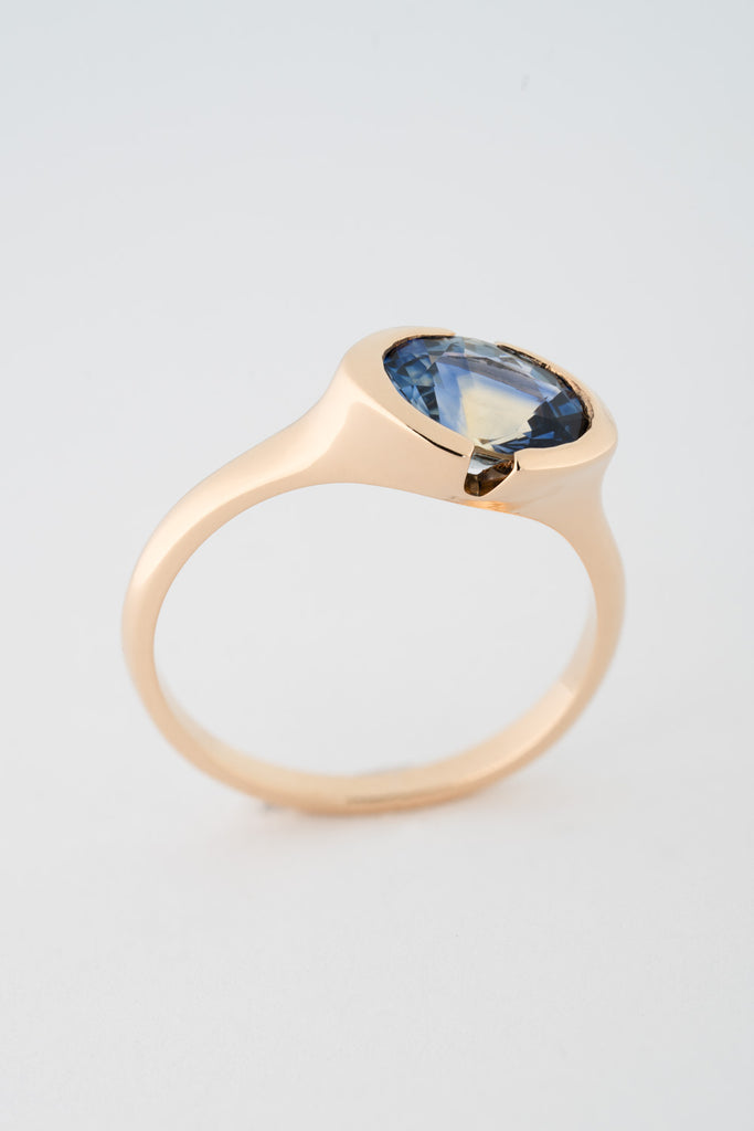 EAST WEST OVAL PARTI SAPPHIRE SOLITAIRE