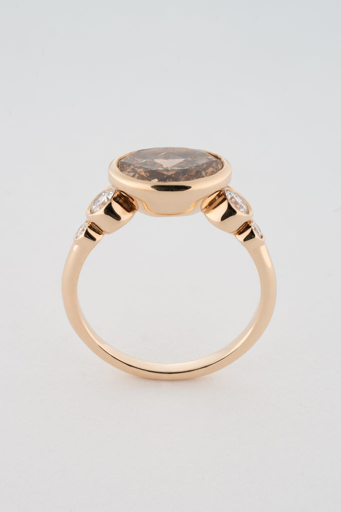 PEACHY CHAMPAGNE OVAL DIAMOND RING