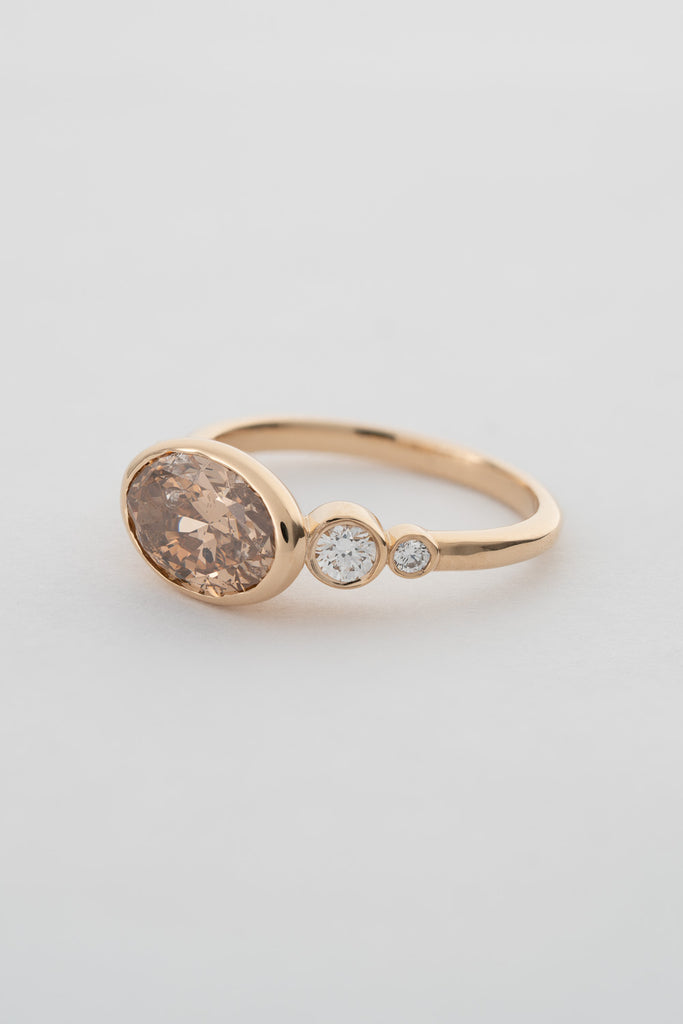 PEACHY CHAMPAGNE OVAL DIAMOND RING