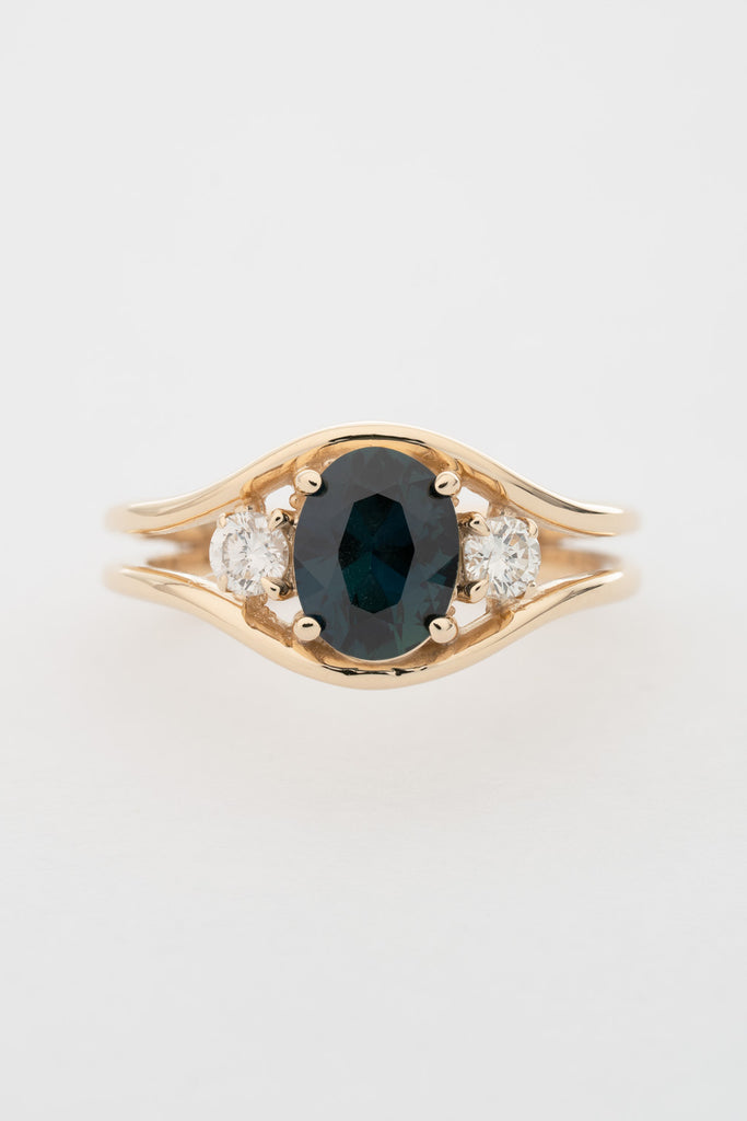 PEACOCK SAPPHIRE DOUBLE BAND RING