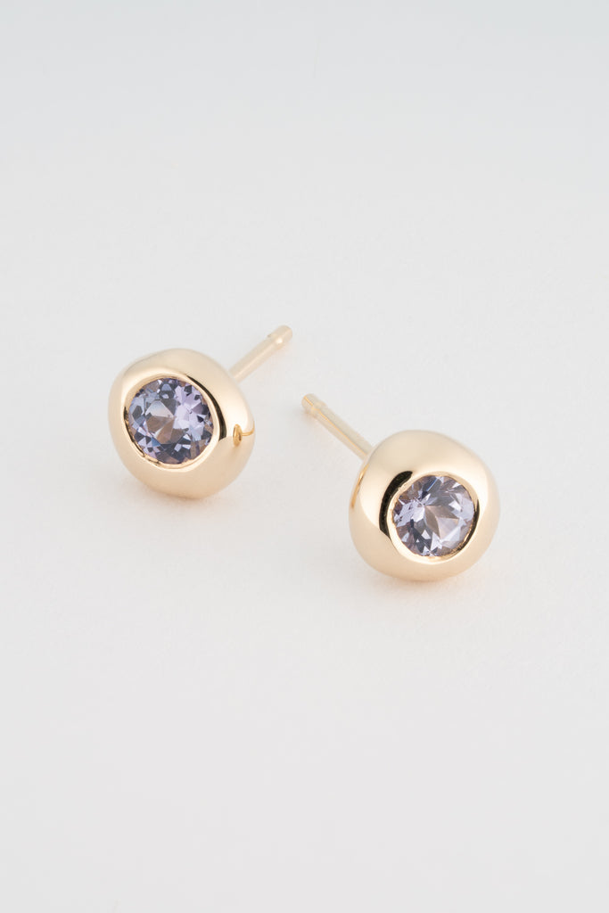 BEZEL SET TANZANITE STUD EARRINGS