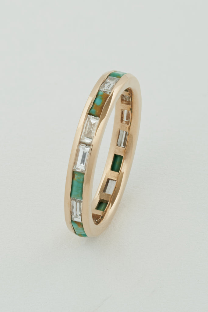 EAST WEST TURQUOISE DIAMOND RING