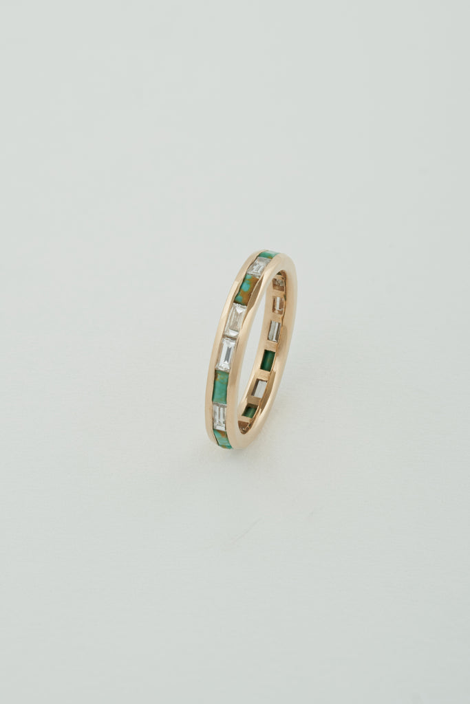 EAST WEST TURQUOISE DIAMOND RING
